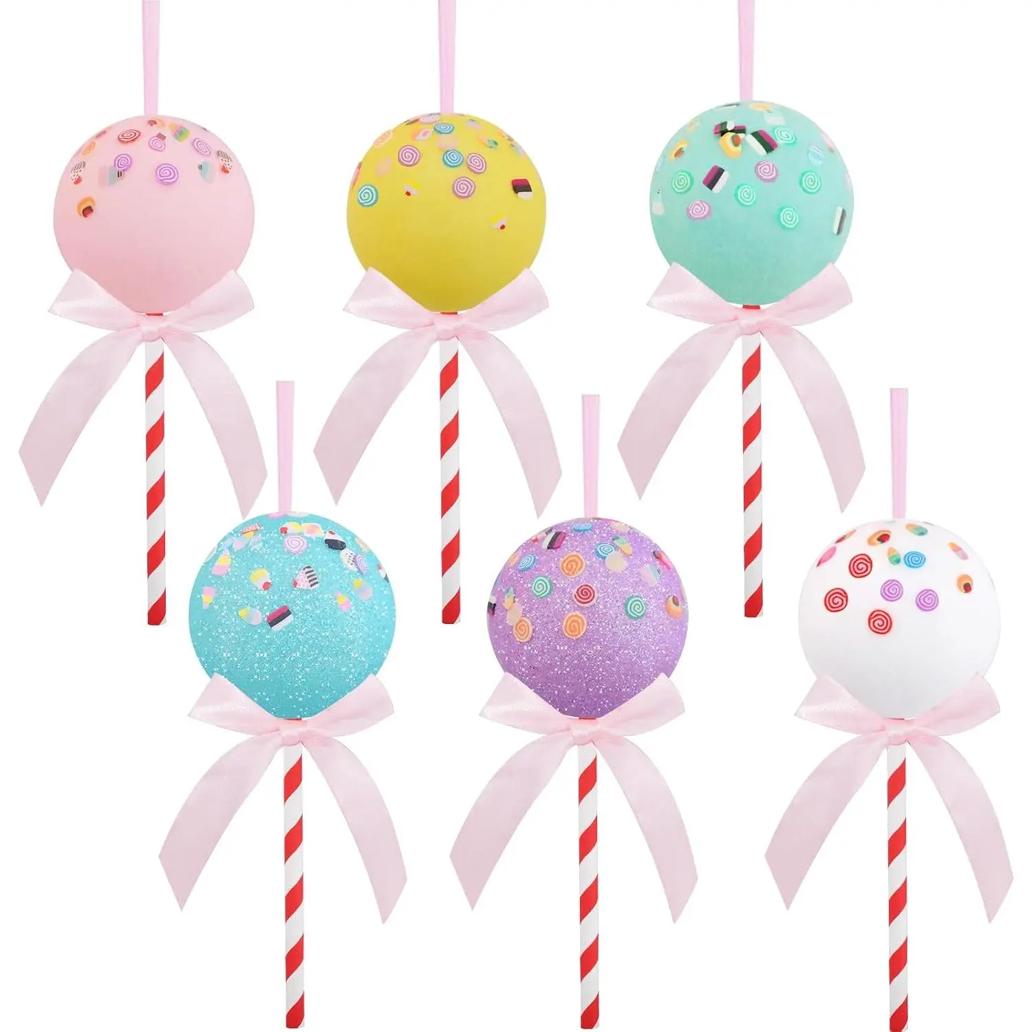 6 count Christmas  Ornaments Candy Pastel Color  Ornaments Set for Xmas Tree Party Supplies, Easter, Birthday,  Year