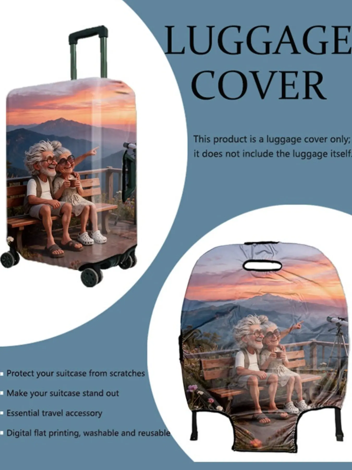 1pcs Luggage Protective Cover, All over Print Design, Suitable for 20-28 Inch Suitcases, Thick High-Quality Fabric, Essential Travel Accessory, Luggage Accessories
