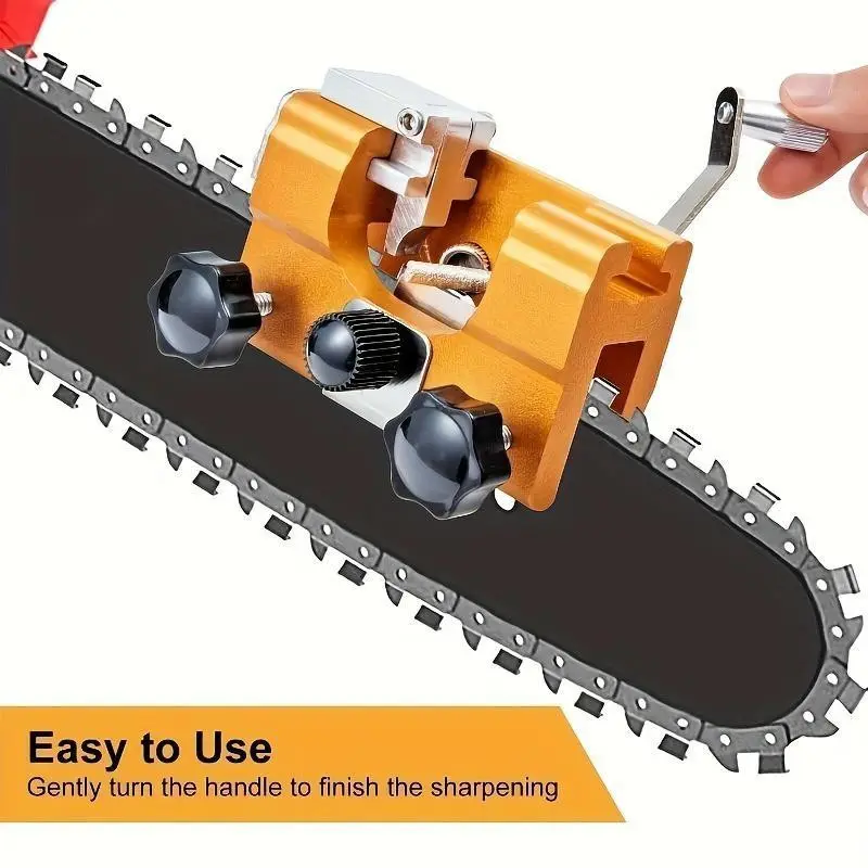Portable Hand Crank Chainsaw Sharpener Kit, Fast Manual Chain Grinding Tool, Universal for Gas & Electric Chainsaws, Easy-To-Use Intuitive Accessory