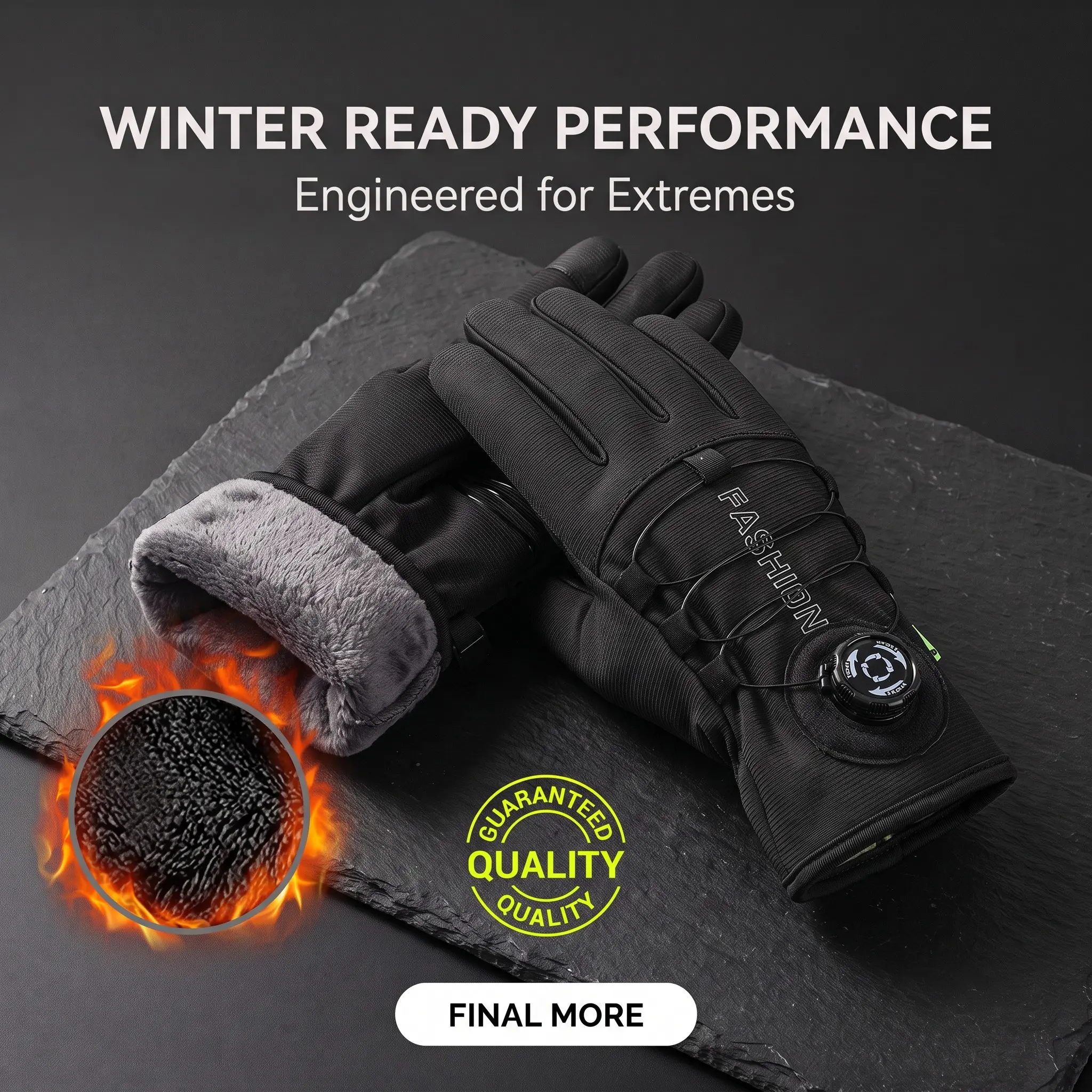 Winter Cycling Gloves with Knob Tightening, Waterproof Windproof Fleece Lined Touchscreen, Motorcycle Electric Bike Outdoor Ski Gloves for Men and Women