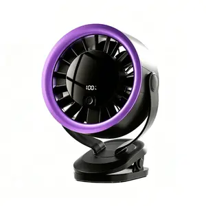 New Rechargeable Portable Clip on Fan-100-Speed Touch Control, LED Display, 360 °   Rotate Quiet Turbo Desk Fan, Small Battery Operated USB Fan for Stroller Bed Travel Camping Golf Gym