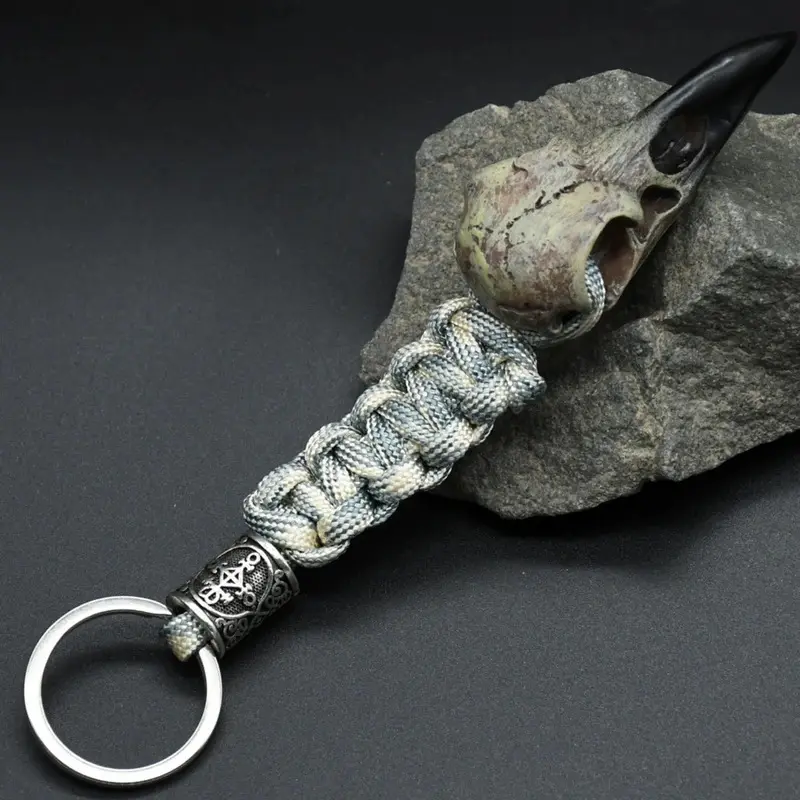 Crow Design Keychain, Viking Crow's Head Pendant Keyring, Fashionable Accessories for Man, Stylish Keychain, Cool Keychains