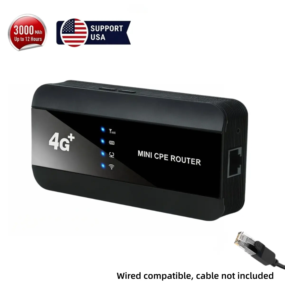 Upgraded 4G Mobile Portable WiFi Router with Ethernet Port, 150Mbps Pocket WiFi Hotspot for Americas, 3000mAh Unlocked Travel Router for AT&T T-Mobile, Wired + WiFi Dual Connection for Multiple Devices