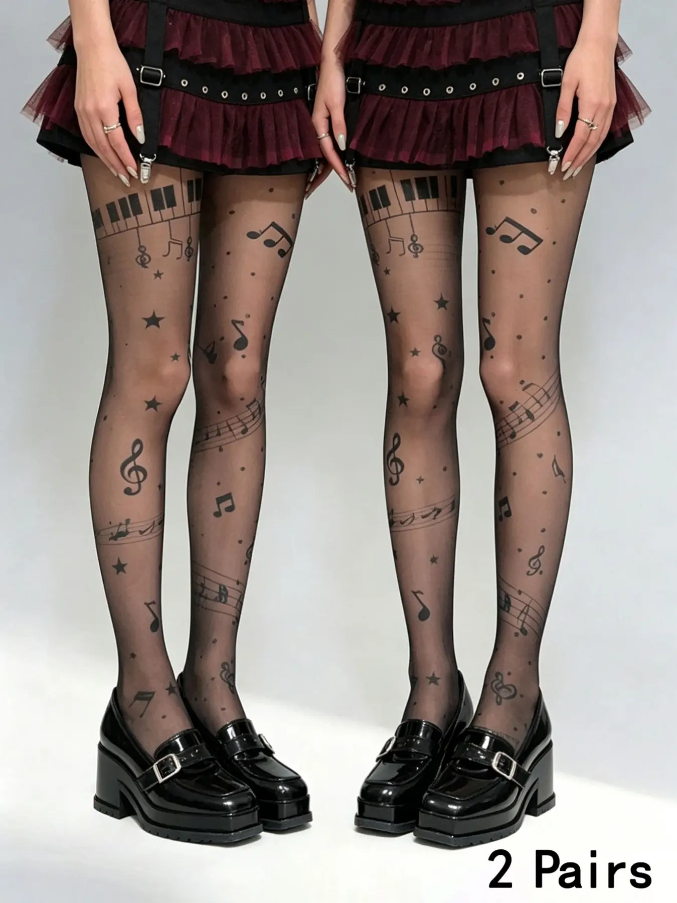 2-Pack Women's Ultra-Thin Stockings, Sexy Style, Sheet Design, Perfect for Dates, Anniversaries, Parties, Music Festivals, All Seasons