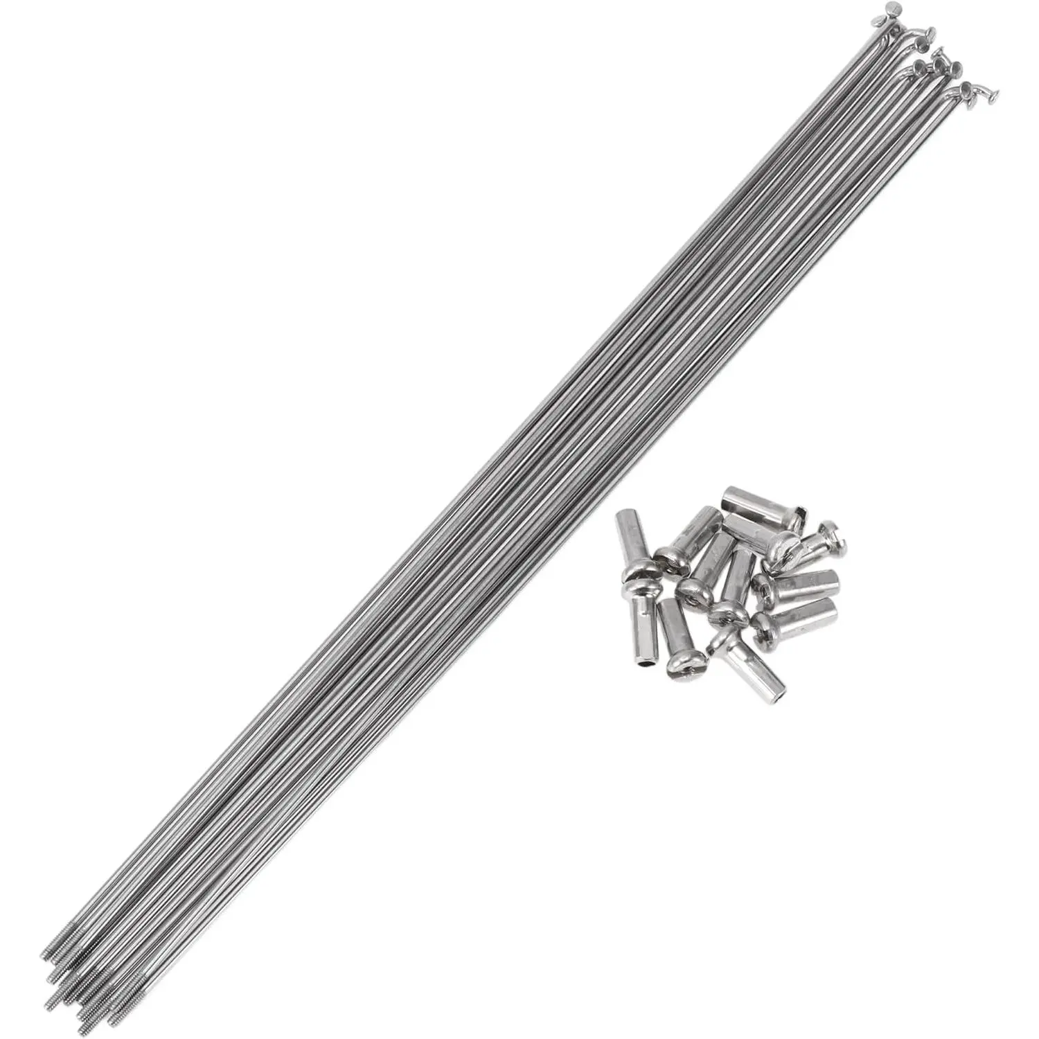 Stainless Steel Straight Bicycle Wheel Spokes, 12-Set 14G 265mm Silver-Tone Cycling Parts, Straight Spokes