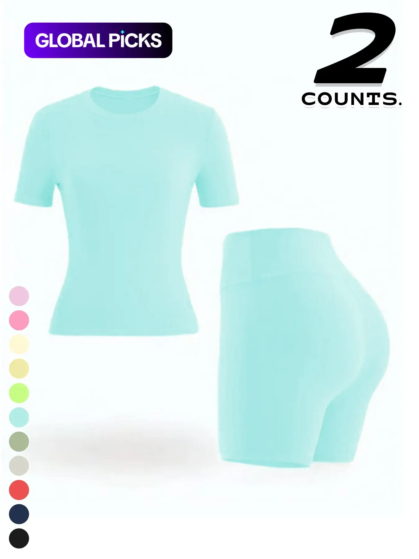 Women's Comfortable Breathable Outdoor Plain Short Sleeve Top & Shorts Sport Set, Multi-Color Options, Running Fitness Yoga Casual Wear, Casual Sportswear Set #GLOBAL PICKS
