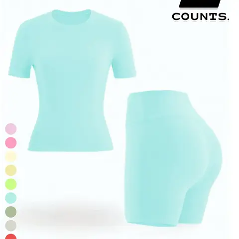 【Black Friday】Women's Outdoor Sport Set, Plain Color Short Sleeve Top & Shorts, Comfortable & Breathable, Multi-Color Options, Running Fitness Yoga Casual Wear, Sports Clothing Set