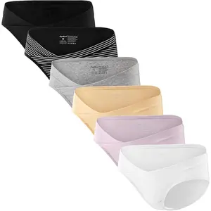 Angelhood 6 Pack Womens Cotton Maternity Underwear,Healthy Maternity Pregnancy Panties Postpartum Mother Under Bump Underwear