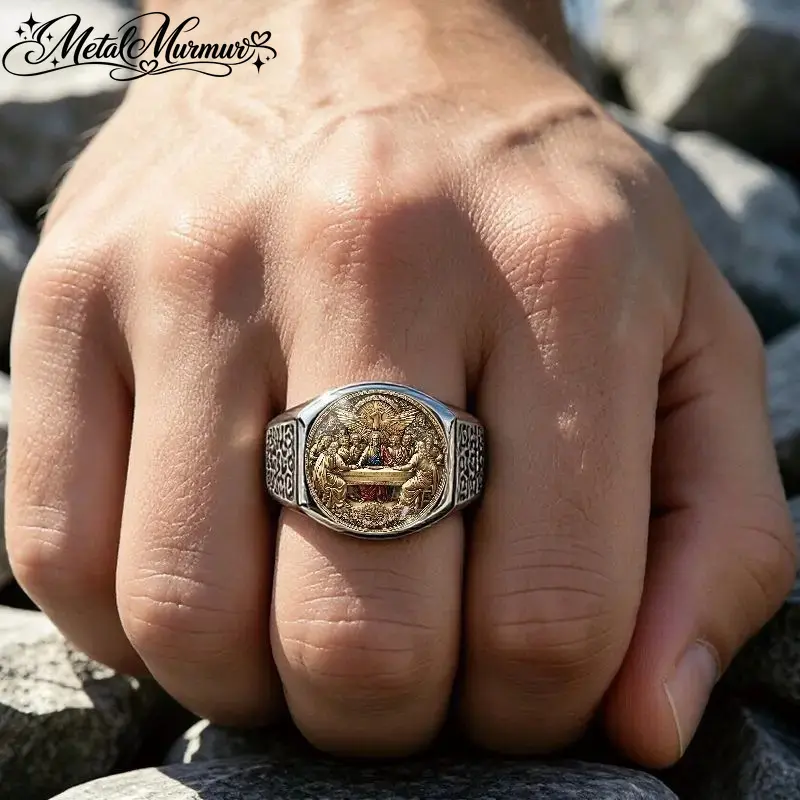 Vintage Portrait Ring – Adjustable Stainless Steel Statement Ring for Men & Women