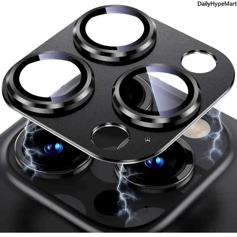 Metal Frame Tempered Glass Camera Lens Protector for iPhone Mobile Phones - Shockproof Protection Accessories with Phone Lens Filter & Protective Casing, Transparent, Durable Protector, Cellphone Accessory