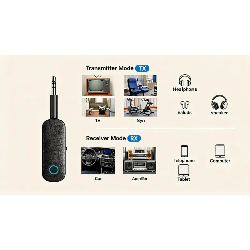 Bluetooth Transmitter Receiver for 2 AirPods or BT Devices, Bluetooth Wireless Transmitter for Headphones, 3.5mm Aux Audio Jack Adapter for in-Flight TV Car Home Stereo System Sure app shop