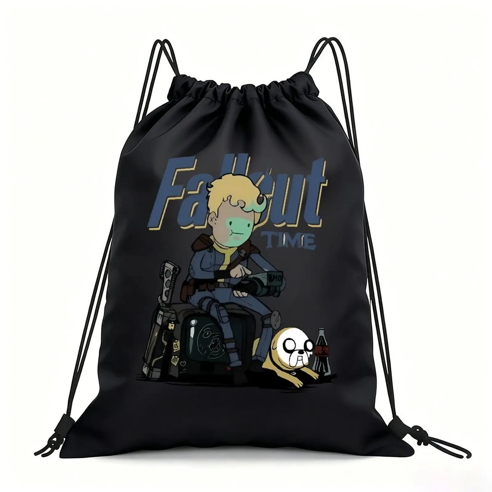 Portable Drawstring Sack Bag with Custom Graphic Print, Waterproof Polyester String Backpack for Gym Workout Swimming Hiking