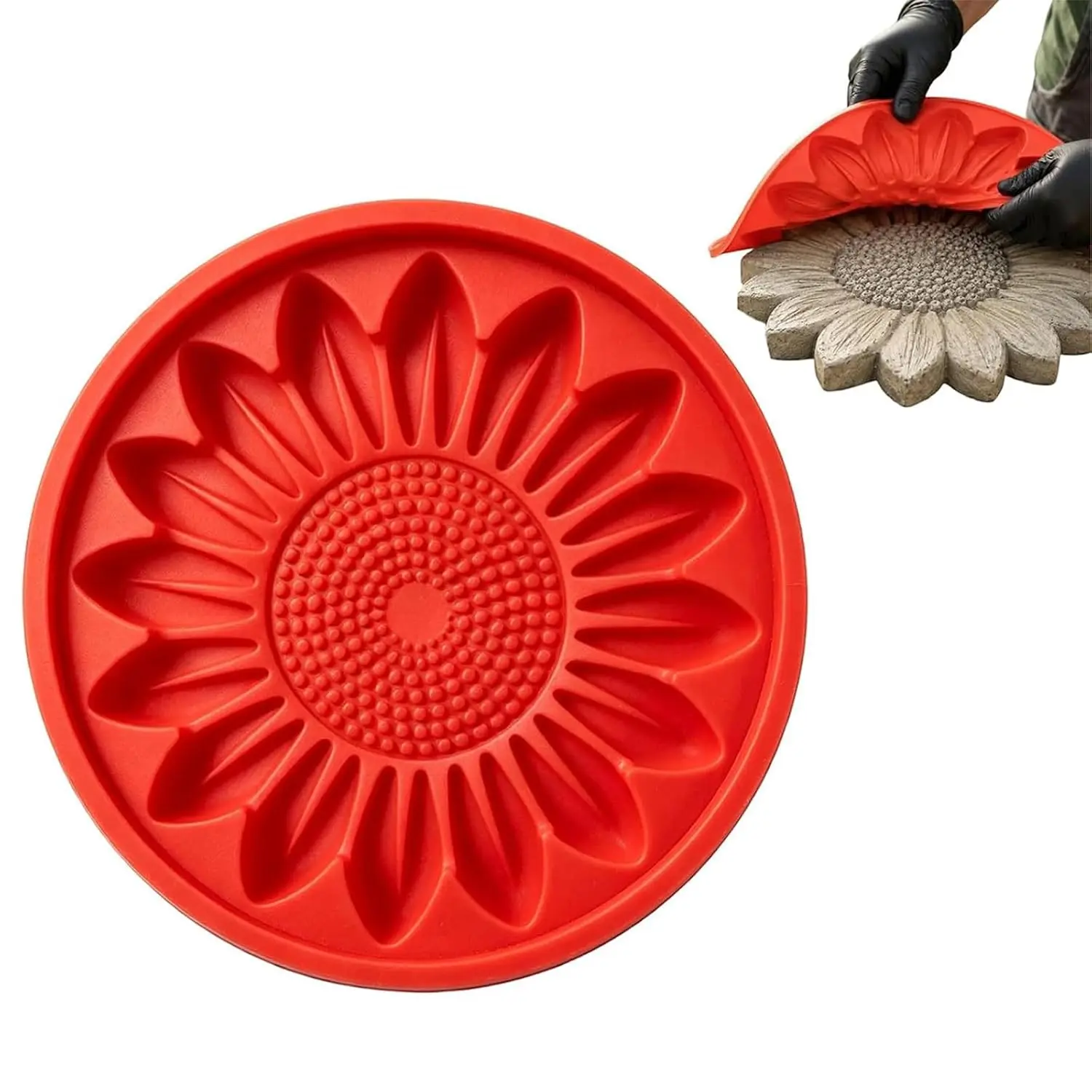 Sunflower Stepping Stone Mold | Reusable Plaster Cement Molds for Concrete | DIY Silicone Garden Paver Mold for Crafts | Concrete Molds for Casting Garden Path Walkway Lawn Decoration Pathway