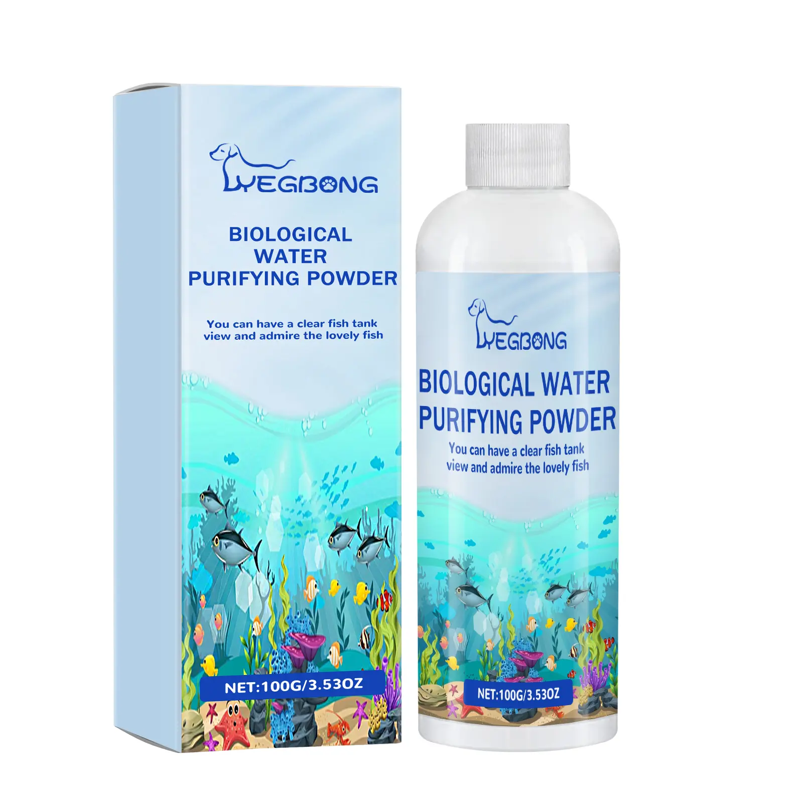 Yegbong Aquarium Purifying Powder, Instant Clean Water Treatment for Fish Tanks - Removes Moss, Improves Water Quality