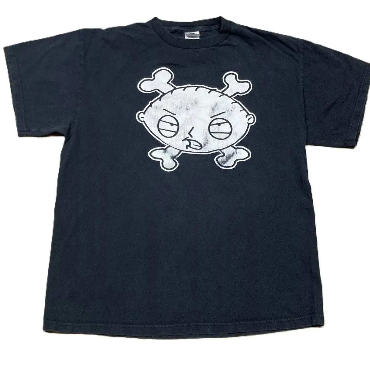 Retro Family Guy Shirt L 00s Y2k Stewie Griffin Crossbones Skull Cartoon Retro Print Cotton Short Sleeve Tee for Men Women Streetwear