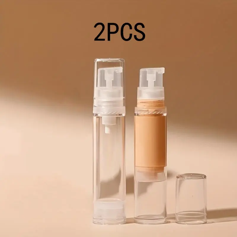 2pcs Travel Size Moisturizer Dispenser Bottles, Vacuum Pump Bottle for Foundation/cream/sunscreen/lotion/essence/bath/shampoo, 5ML 10ML 15ML