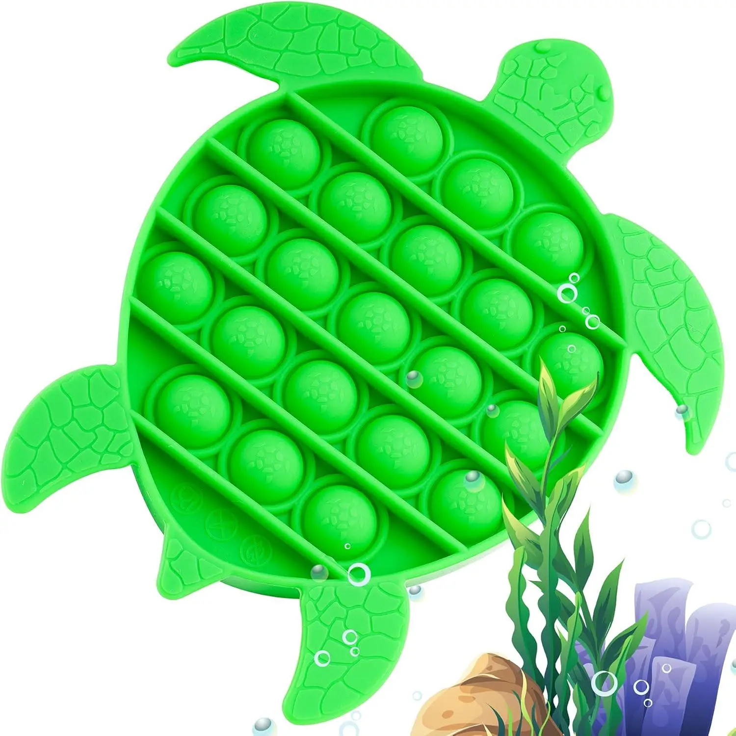 Push Pop Bubble Fidget Sensory Toy Sea Turtle Shaped Fidget Toy for Special Needs Stress Reducer Anxiety Relief Popper Game Board Silicone Squeeze Toy for Kids and Adults (Green)fidget toys