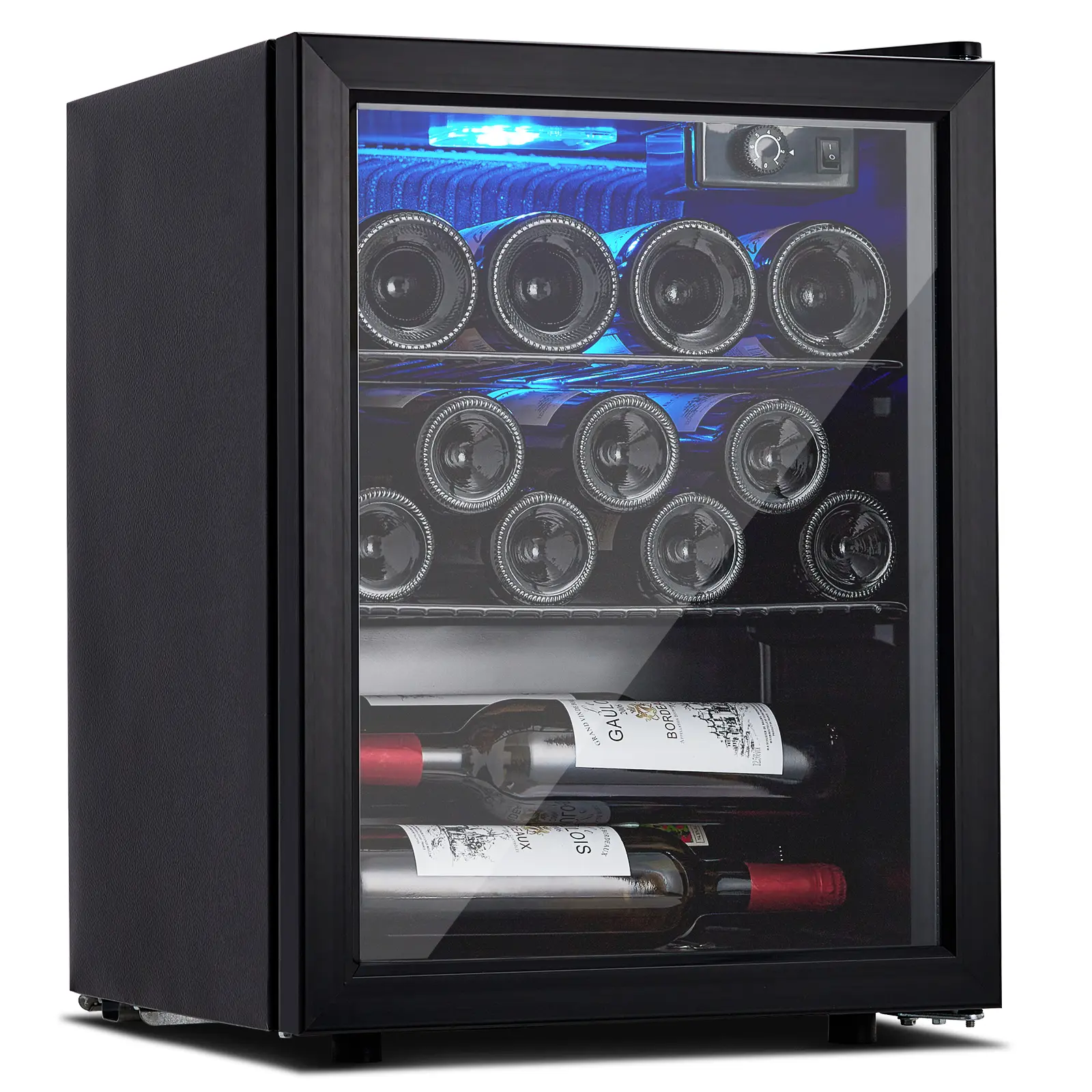 16 Bottle Wine Fridge, Cooler Temperature Adjustment Range 40~61°F with Triple Pane Clear Glass Door, for Red, White and Champagne
