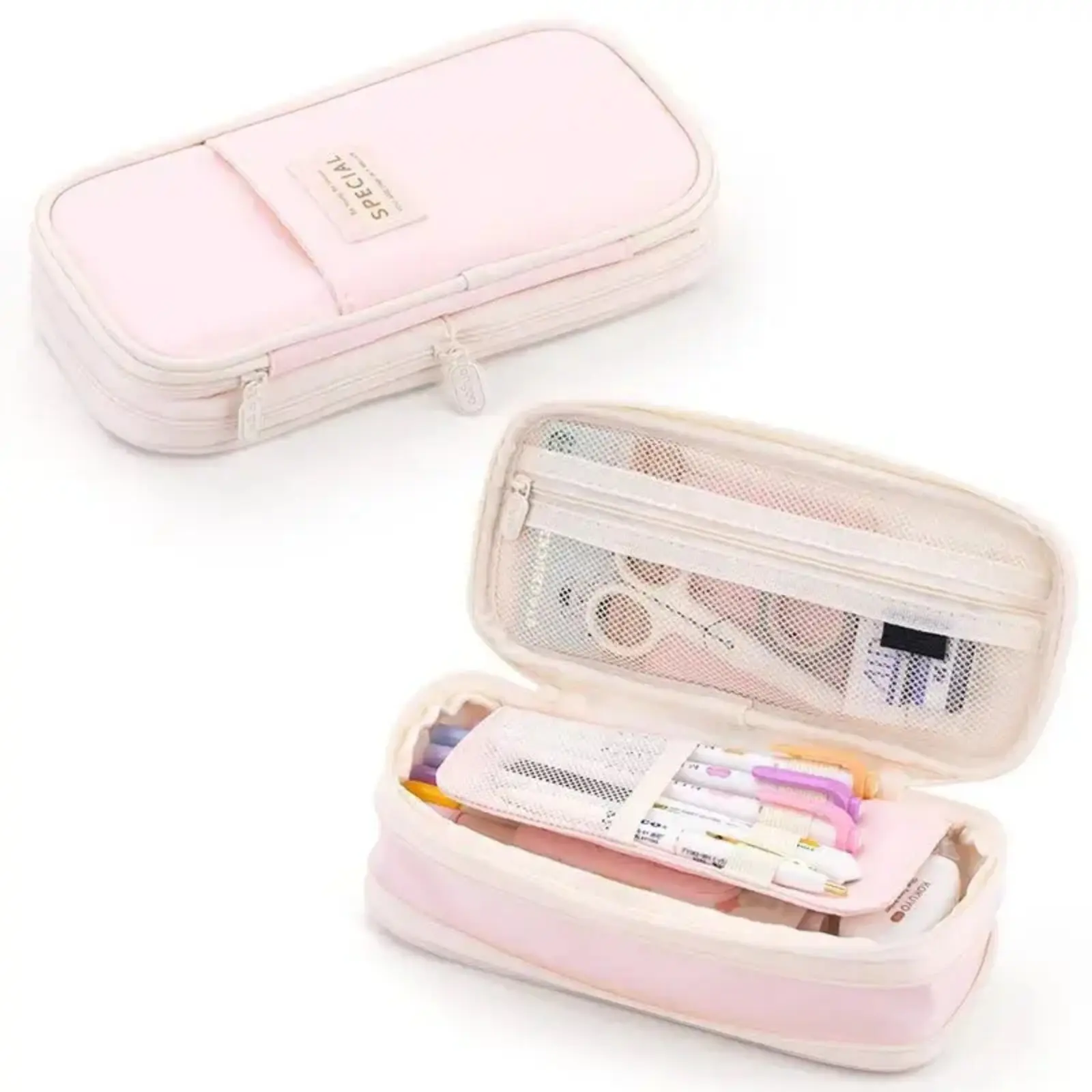 Large capacity zipper pencil case, trendy colorful aesthetic design. Portable stationery bag perfect for school, travel, also a nice gift choice for teen girls.