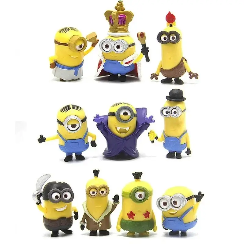 10Pcs/Set kawai Mini Figurines Toys 3D Eye Despicable Crown ones Action Figures Toys Xmas Gifts for Xmas gifts