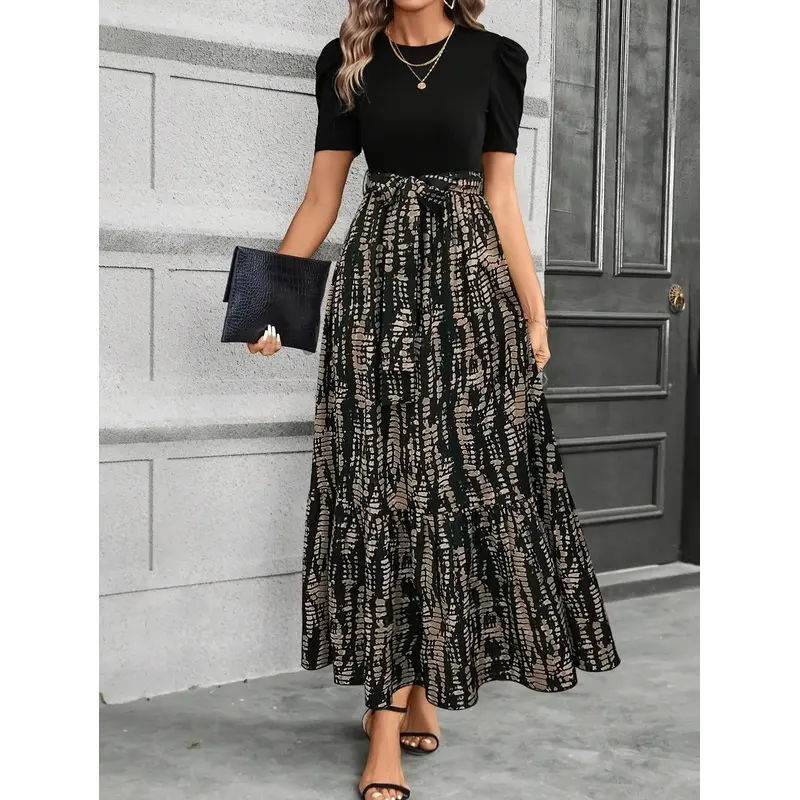 Elegant Printed Directional Dress campingessentials