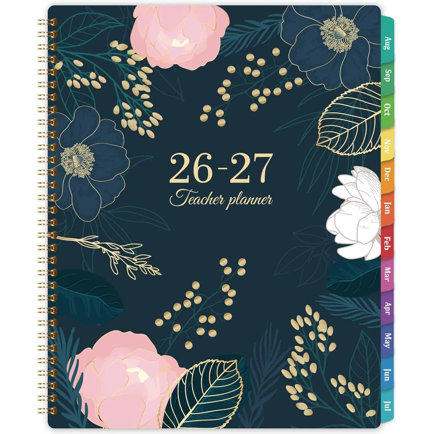 Teacher Planner 2026-2027 - Teacher Lesson Planner, JULY 2026 - JUNE 2027, 8.5" x 11", Weekly & Monthly calendar 2026-2027 Academic Year, Colorful Tabs, Pocket, Quotes, Holidays