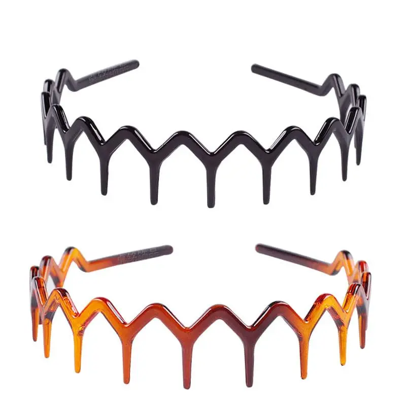 2 count Zigzag Headband Headband with   for Women Girls Plastic Wavy Hair Comb Zig Zag Black  Comb for Women Men Girl Accessories