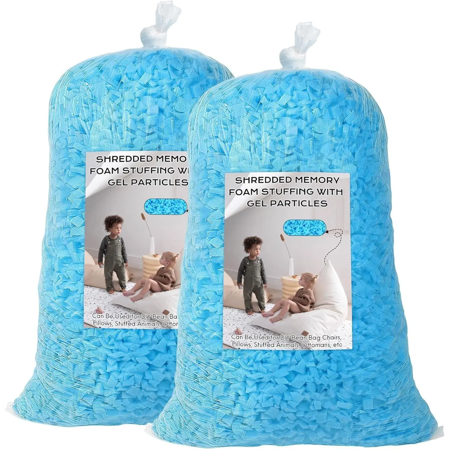 10lbs Shredded Memory Foam Bean Bag Refill Pack, Shredded Form Filling for Bean Bag Chairs, Stuffed Animals, Dog Beds