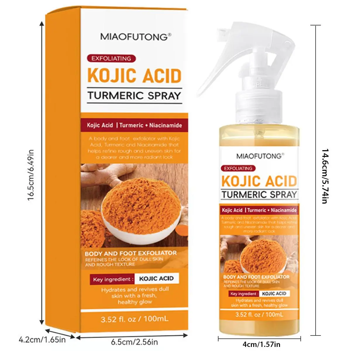 Mother's Day giftTurmeric Body Exfoliating Spray for All Skin for Face & Body  Types  Gentle Body Peel Mist to Help Remove Dead Skin and Improve Rough Texture, Suitable for All Skin Types