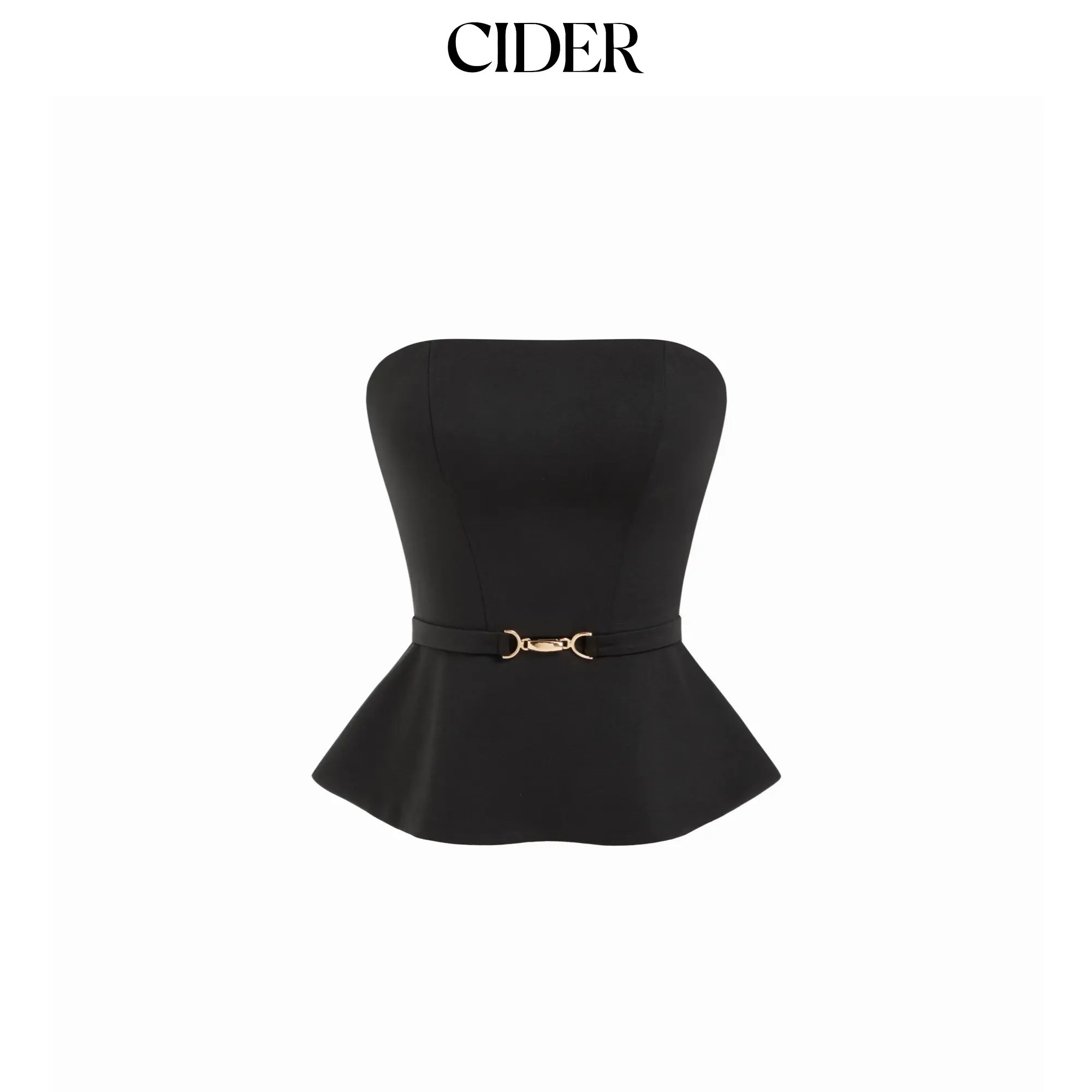 Cider Cinched Waist Metal Detail Belted Bandeau Top