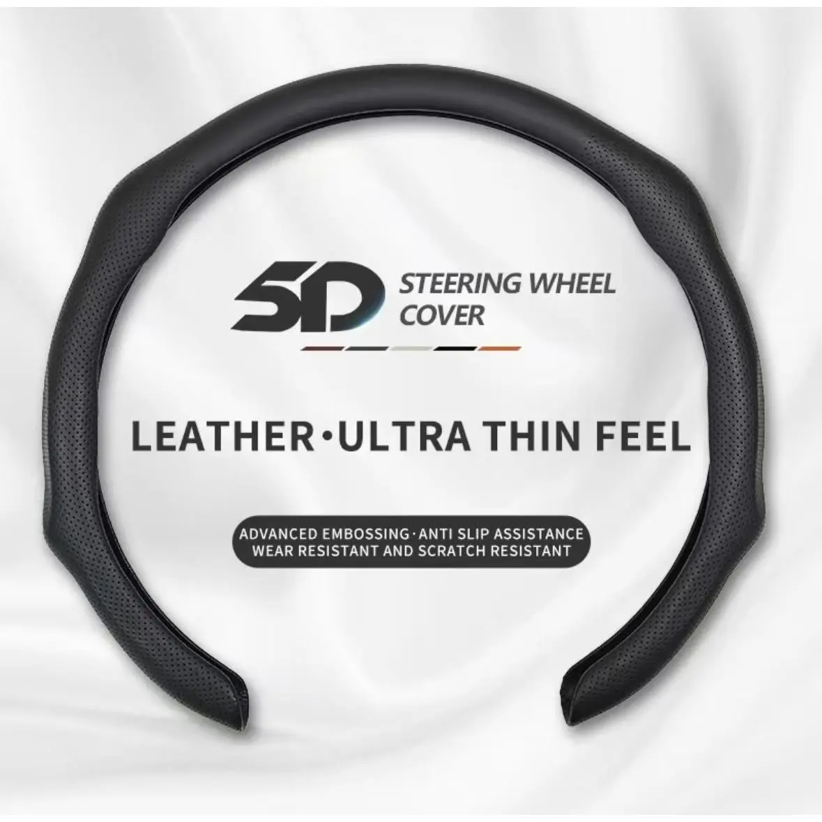 Perforated Napa Leather 5D 15-inch Textured Car Steering Wheel Cover - Anti-Slip, Sweat-Resistant, Easy to Install, Secure Grip, Durable Durability, Enhances Control & Safety, Universal Fit for Vehicles & Cars, Steering Wheel Insert Auto Accessory, Vehicl