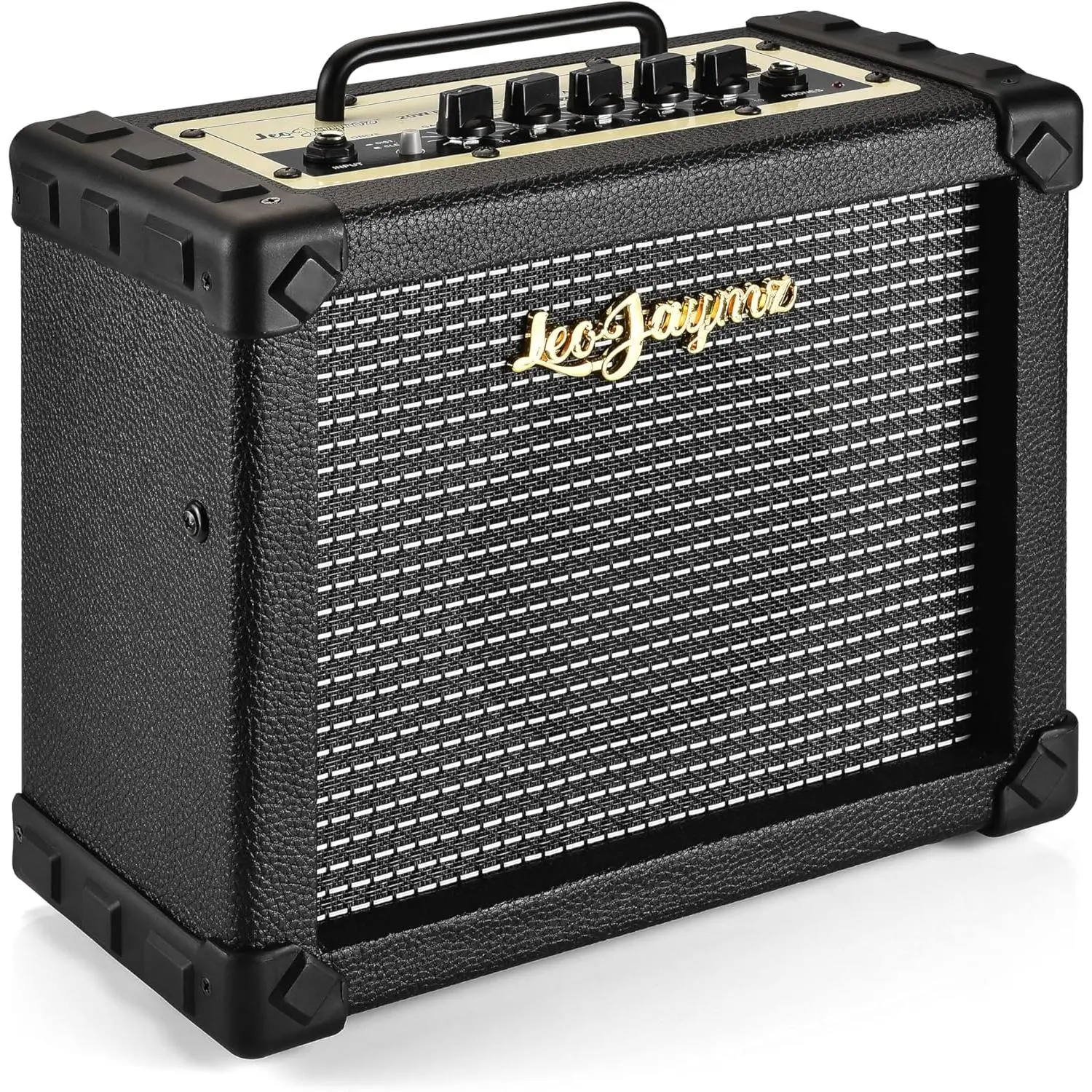 Leo Jaymz SG-20 20W Portable Compact Electric Guitar Amplifier with Handle - Clean & Distortion Channels, 3-Band Equalization, Phones Line Input - Gokko Music Accessory, 1.5 lbs, 5.7x3.8x4 In - Practice, Recording Use, Portable Guitar Amp