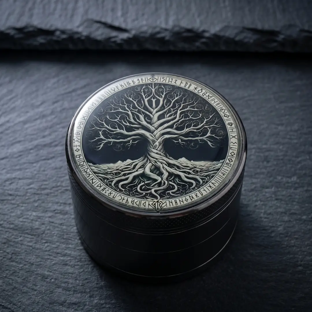 1.97 inch 50mm Gun Grey Tree of Life Pattern Spice Grinder Metal Manual Four Layer Salt Grinder Pepper Mortar Spice Zinc Alloy Seasoning Spice Grinder Kitchen Cooking Accessories Kitchen Tool Gift
