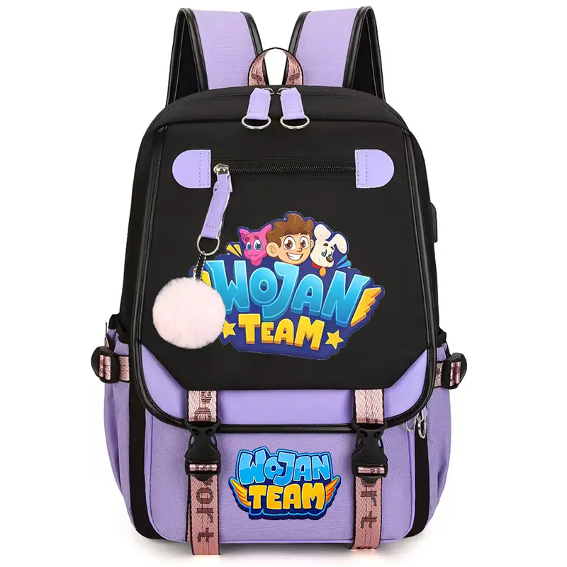 Anime Style Color Block Backpack with USB Port, Graphic Print Student School Bag, Large Capacity Casual Travel Backpack for Teens