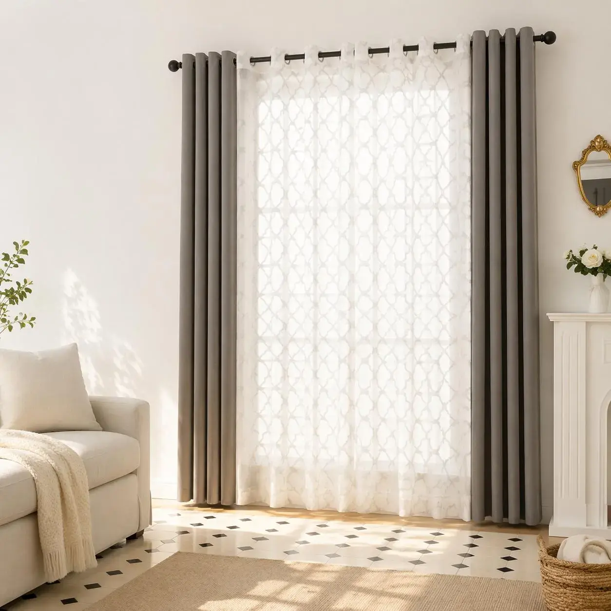 Embroidered Blackout Curtain, 4 Counts/set Modern Art Window Curtains for Living Room, Bedroom and Dining Room, Home Decor, Home Decorative Curtain, Window Drapes #GLOBAL PICKS