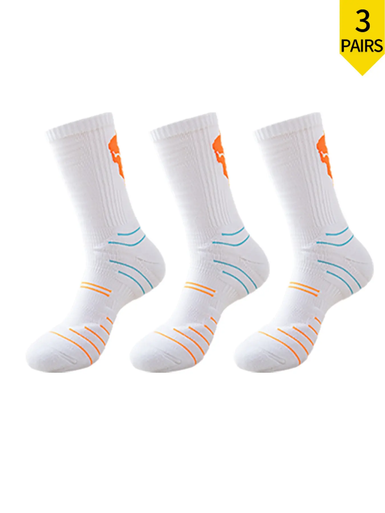 【3 pairs】Unisex Mid Calf Terry Socks Non Slip Cushion Breathable Running Athletic Long Crew