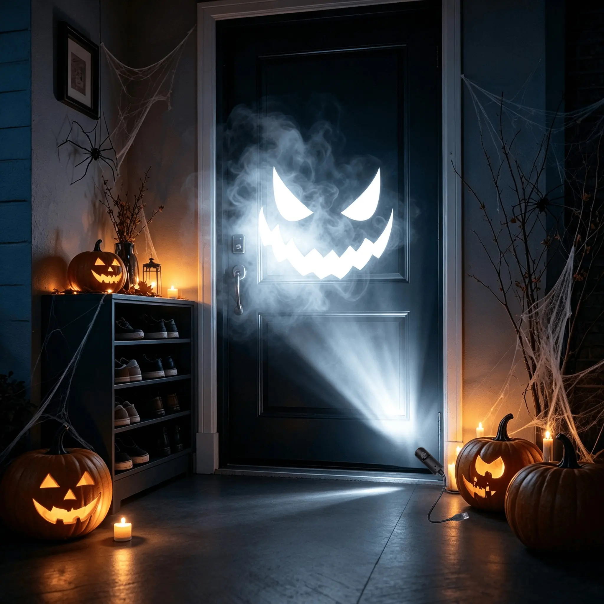 USB Halloween Projector Light, 3/6 Patterns, Portable LED Lamp, Festival Decoration, Bedroom Atmosphere, Halloween Design, USB Projection Light