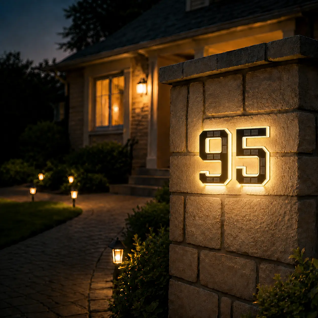 Solar Lighted House Numbers 9 Inch Waterproof LED Address Signs for Outside Modern House Numbers with Large Personalization Options,Decorate your door number, DIY personalisation.Modern Farmhouse Illuminated Sign Light