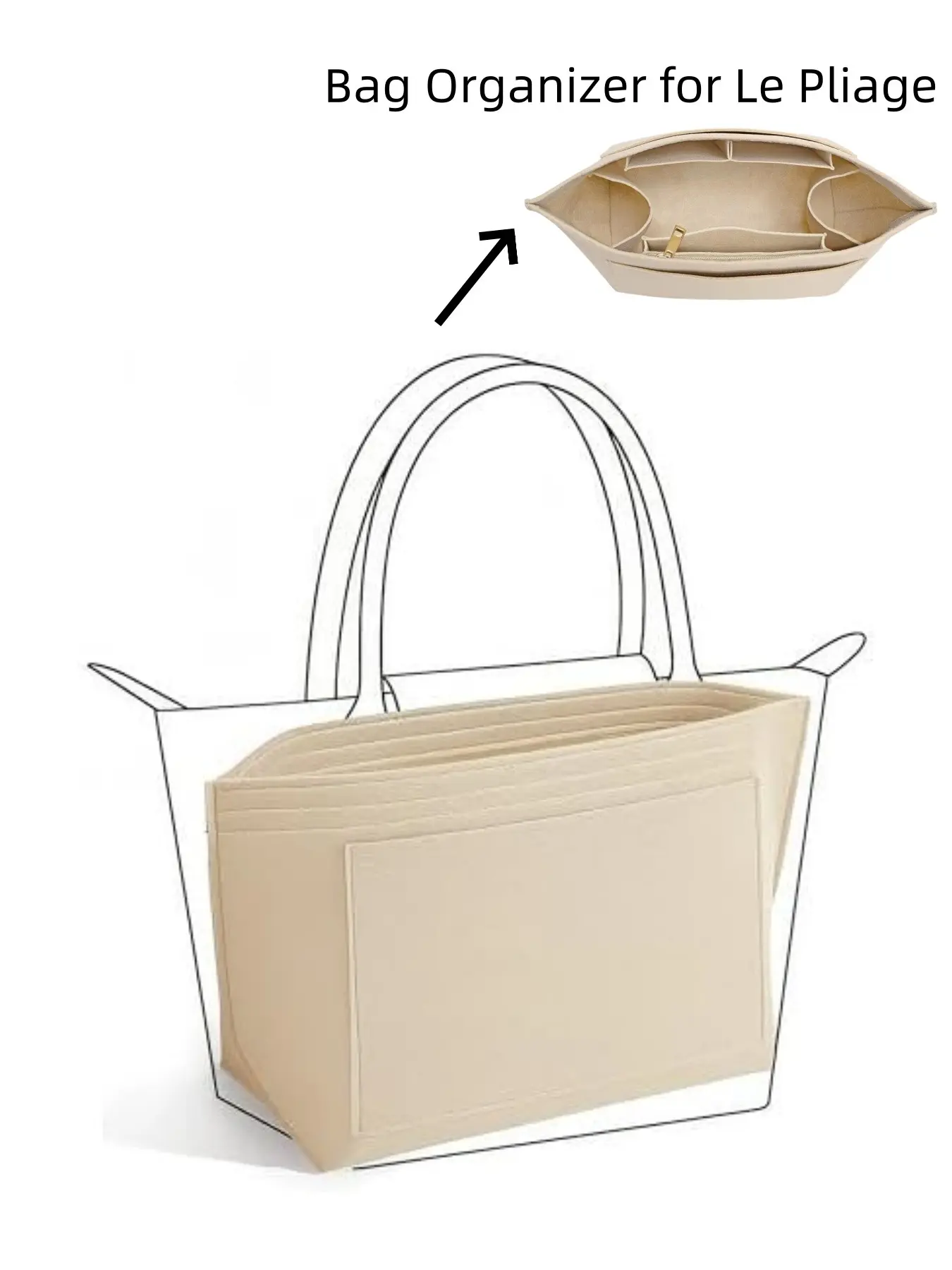25 Fall & Winter Purse Organizer Insert for Longchamp Le Pliage, Felt Longchamp Bag, Handbag for Women, Tote Organizer Insert with Compartments, Handbag Organizer Fit for Longchamp, Handbag Divider Organizer, Purse Storage Organizer