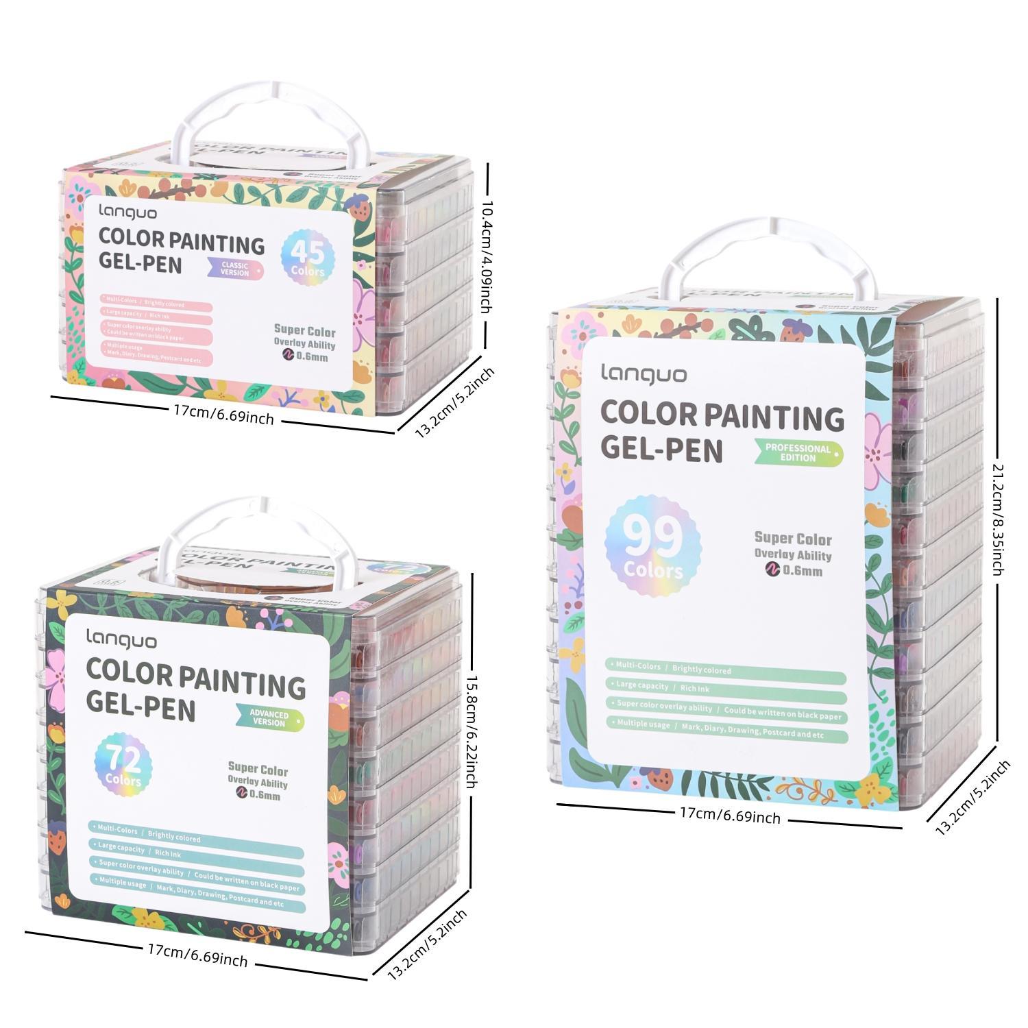 Color Painting Gel Pen Set, 45/72/99 Colors Gel Pen with Storage Box, Large Capacity Ink Pens, Art Supplies for Diary, Card, DIY, Art School Supplies