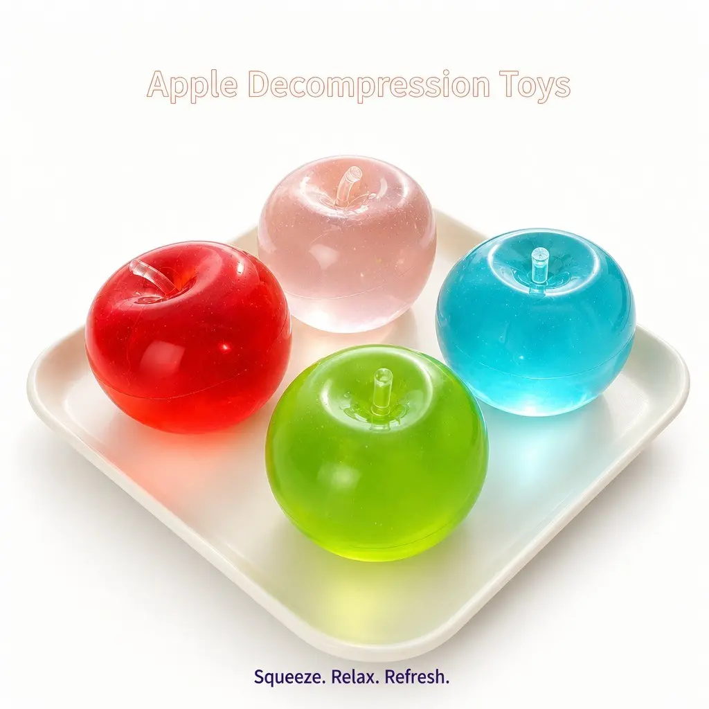 Apple Squishy Toys, Soft Squeeze Decompression Squeeze Stress Relief Set, Super Slow Rising Mochi Squishies Fidget, Calming Anxiety Toy, Stress Reliever, Birthday Party Gift for Kids