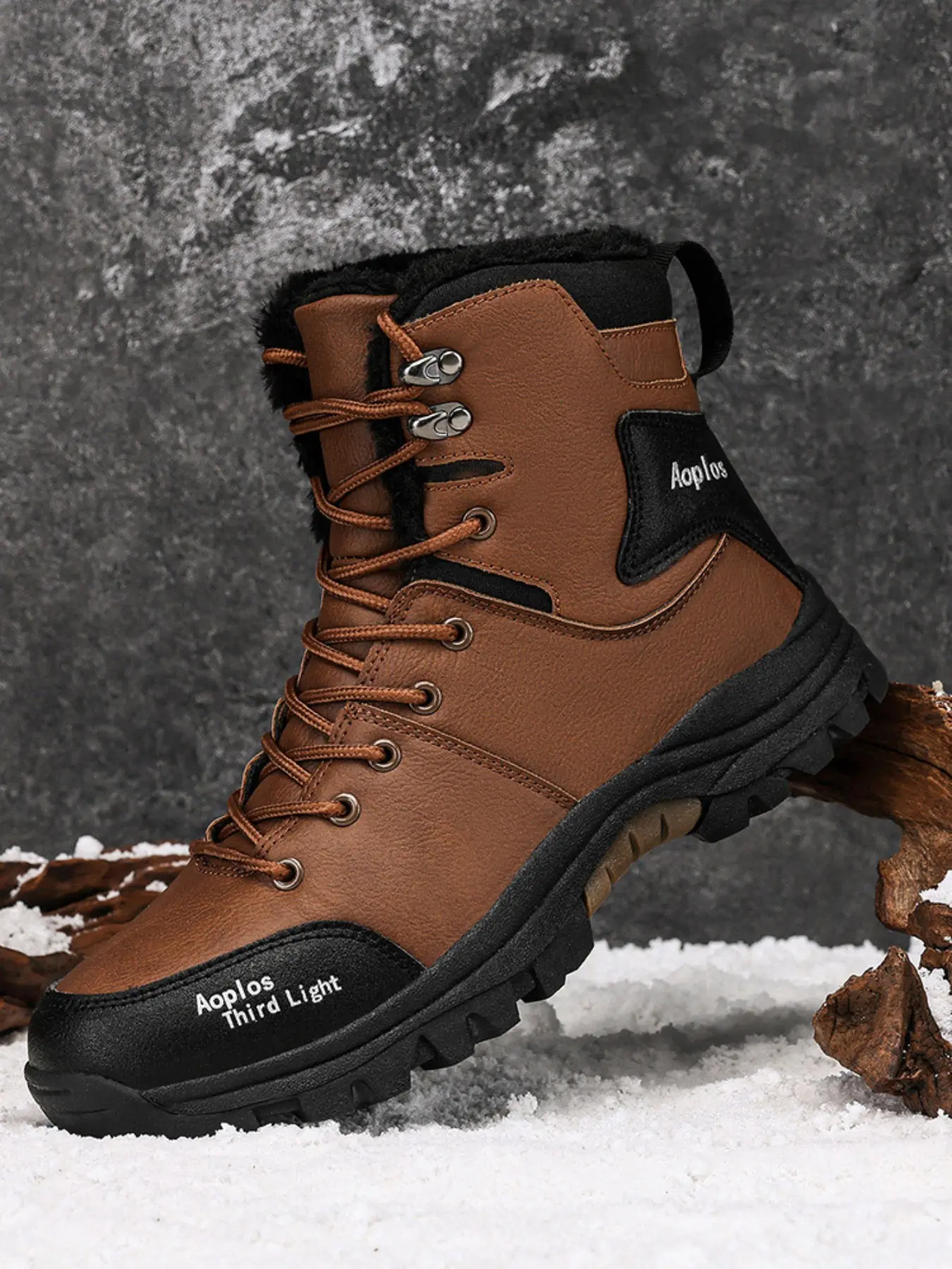 2026 Winter New Thickened High-Top Snow Tactical Boots, Men's Waterproof Leather Warm Boots, Outdoor Hiking Shoes, Hiking Footwear