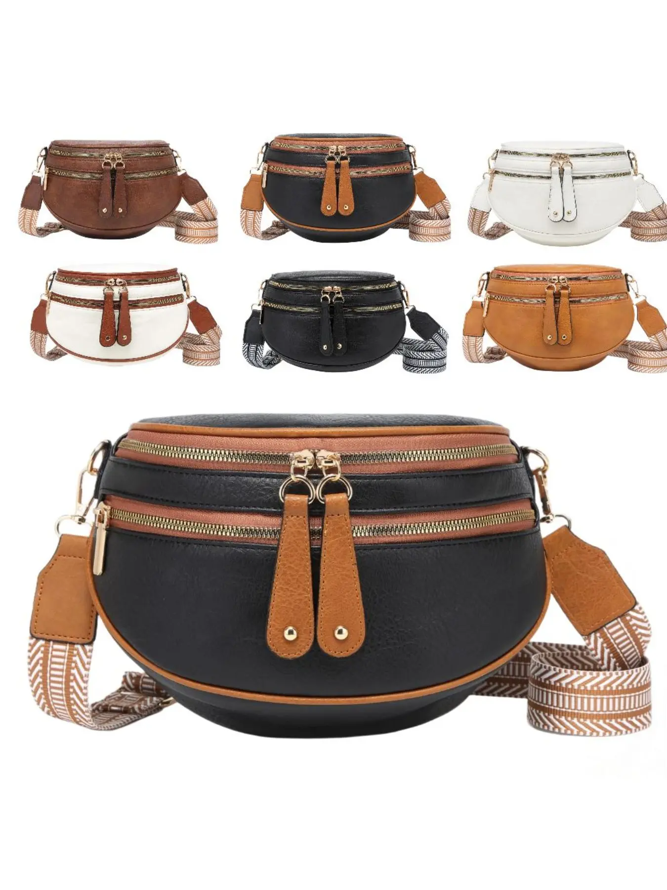 New women's crossbody bag with multiple pockets, waist bag, crossbody bag, retro saddle bag, women's wide shoulder strap, single shoulder crossbody bag, Casual bags