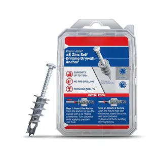 #8 Zinc Plaster Bite Self Drilling Drywall Anchors w/Screws (25 Anchors & 25 Screws) - Heavy Duty Zinc Hollow Wall Anchor Kit for 3/8", 1/2", 5/8" Drywall - 75 lbs Holding Strength