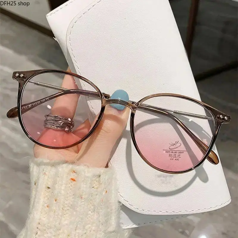 Anti Blue Light Glasses for Computer Work Reading and Daily Use, Lightweight Round Metal Frame Eyewear With Clear Protective Lenses