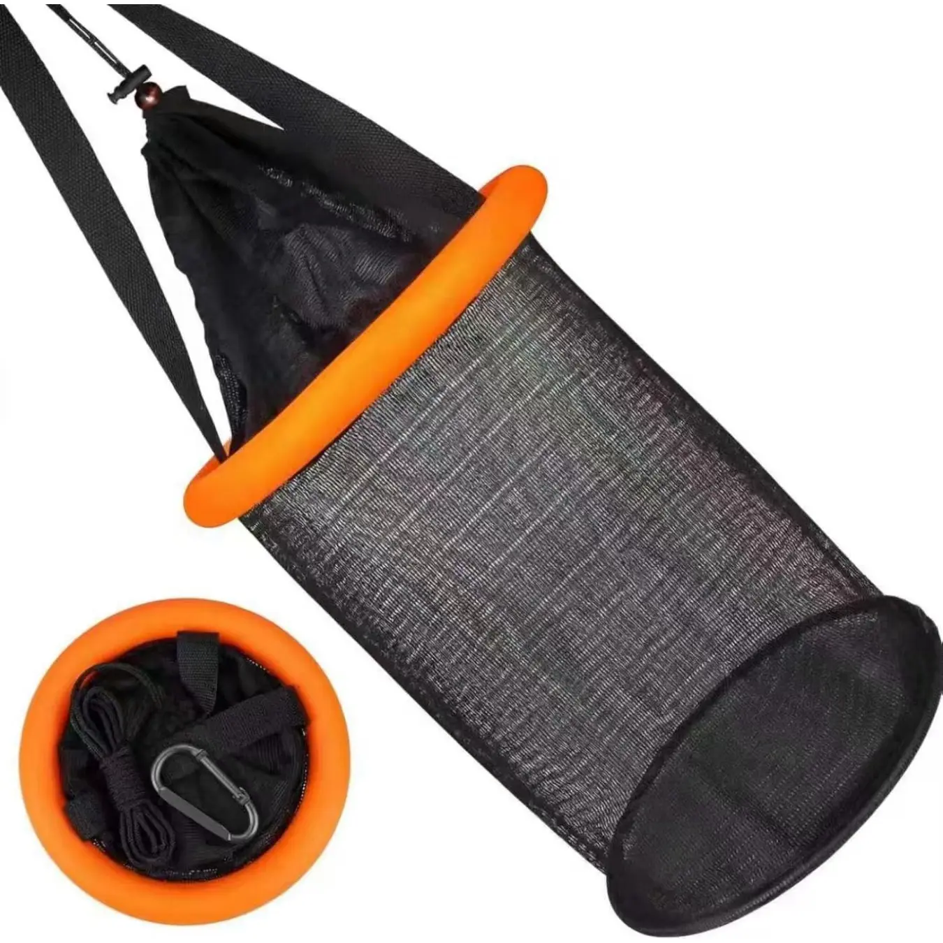 Floating Fish Basket for Live Caught, Foldable Fishing Holder Minnow Bucket Portable Collapsible Fishing Net Storage Cage for Live Fish Bait Live Well Fishing Gear