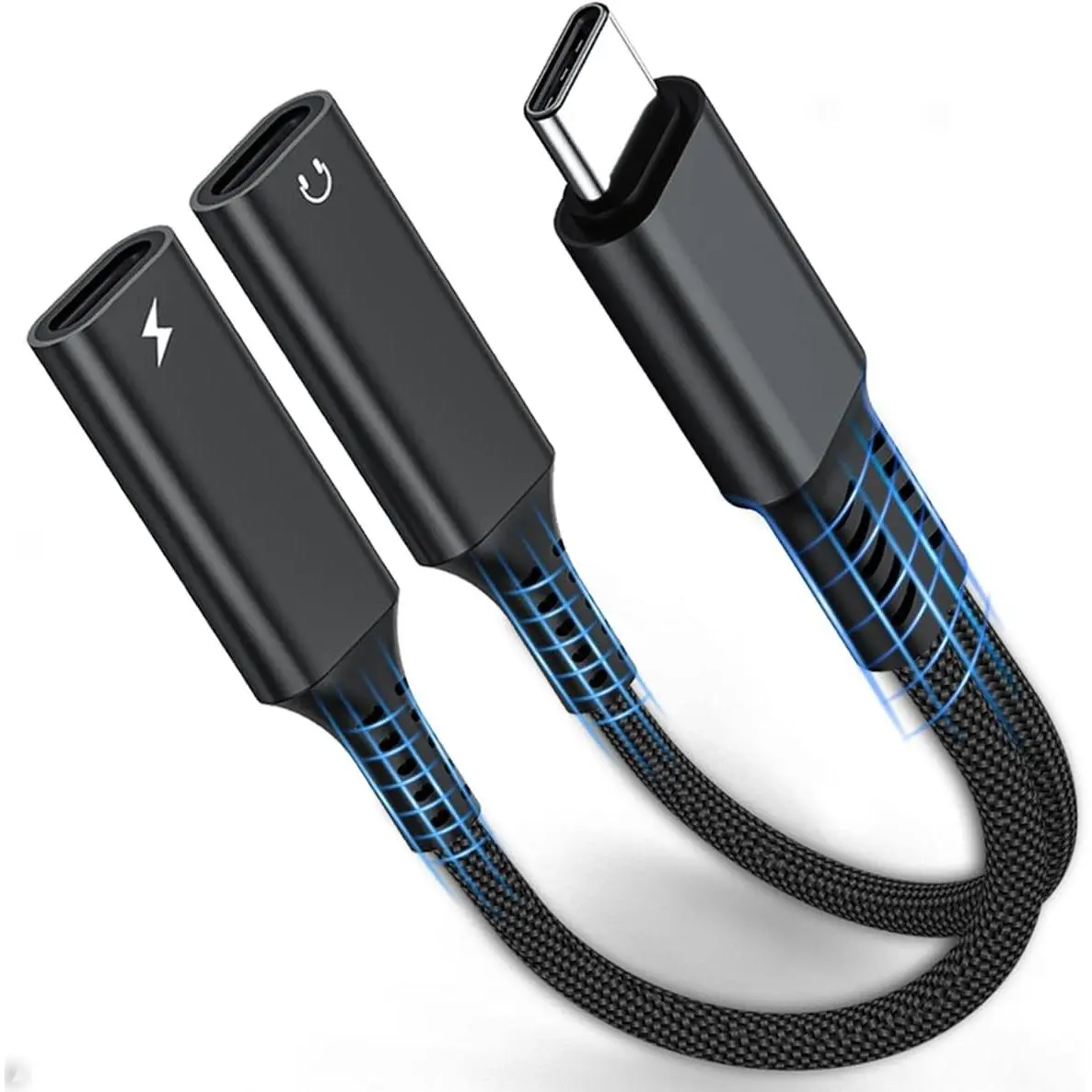 USB C Splitter 1 in 2 Out  Type C Headphone jack and Charger Adapter