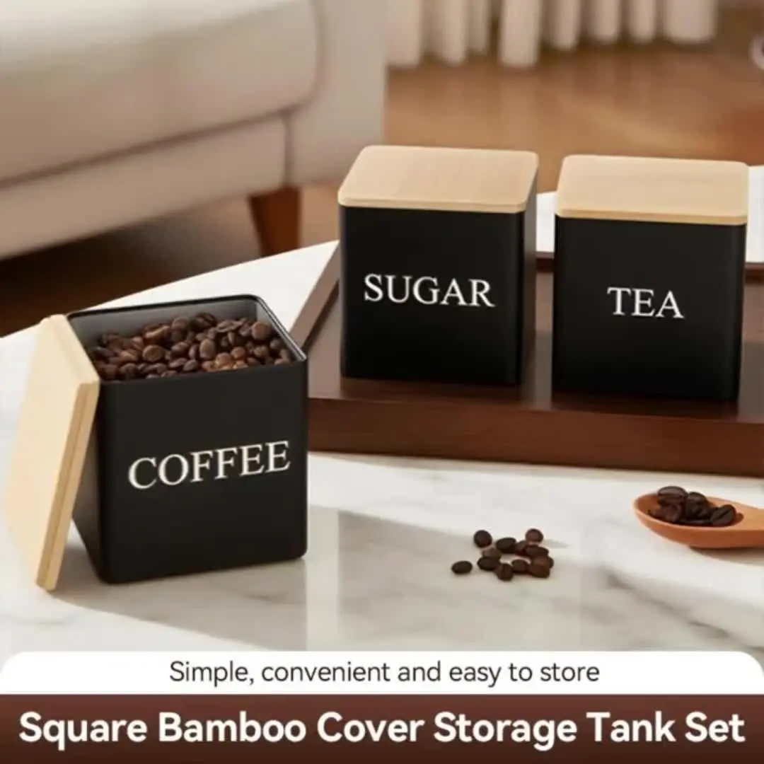 3 Pack Metal Storage Canister Set, Durable Coffee Tea Sugar Storage Jars, Must-Have Kitchen Organizer, Space Saving Kitchen Storage Containers For Daily Household Use