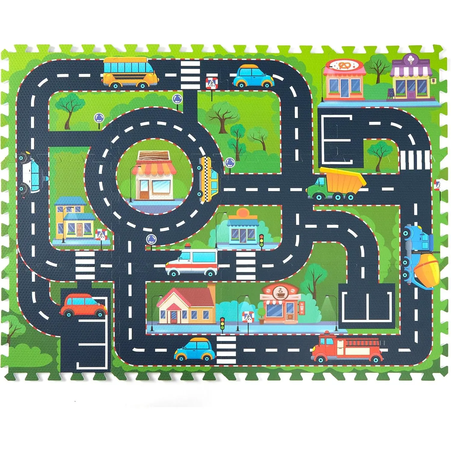 Foam Play Mat for Baby, Interlocking Foam Tiles, City Road Track Puzzle Mat 12 Piecesfidget toys