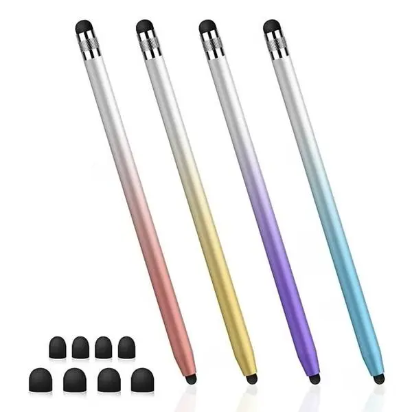 4-Pack Capacitive 2-in-1 Stylus Pens - Smooth, High-Sensitivity Touch Screen Pens with Interchangeable Rubber Tip, Protection-Focused Accessories for iPad, iPhone, Samsung Smartphone, Tablet, PC & Android Devices
